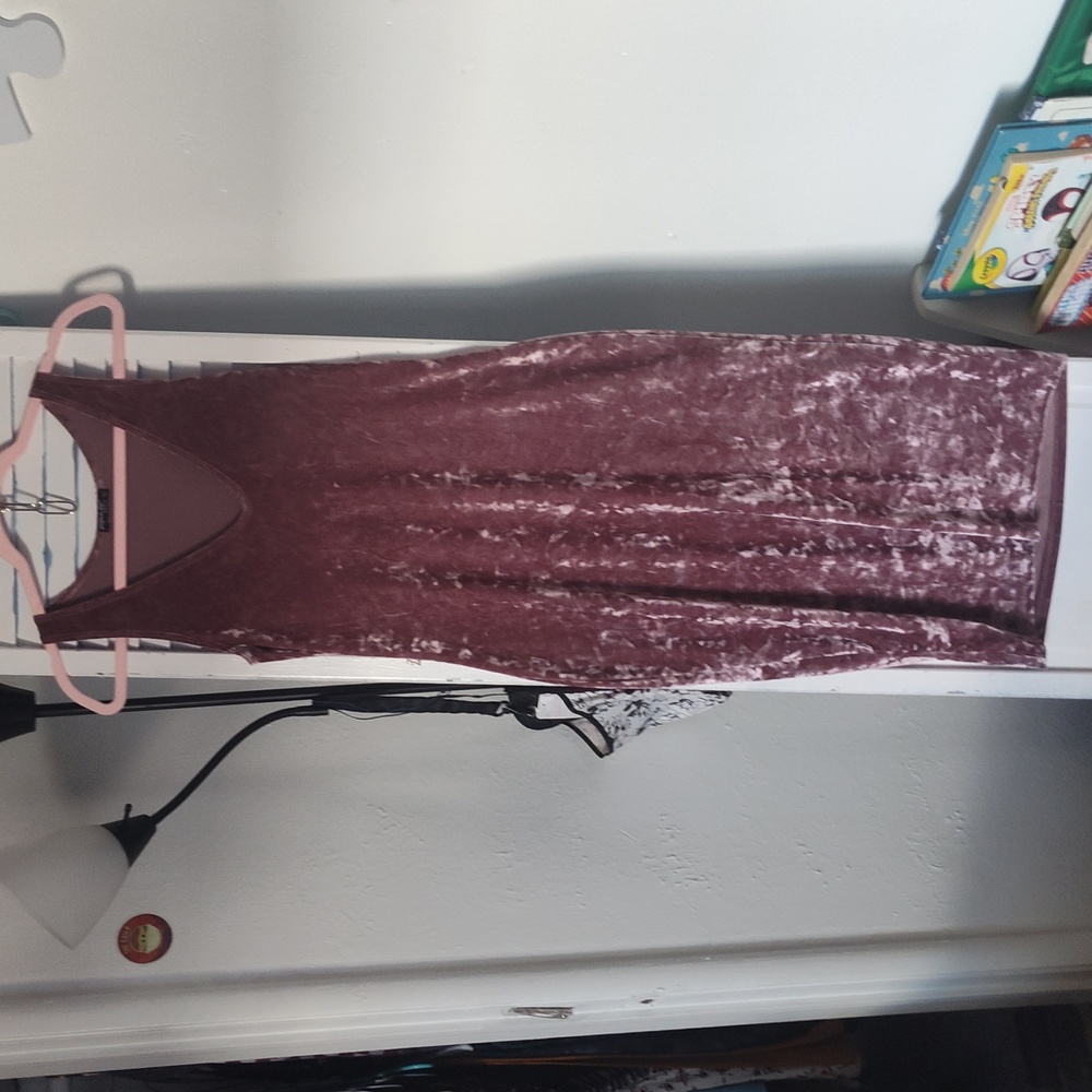 Pink velour cocktail dress